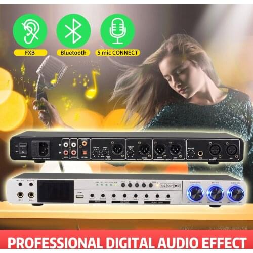 Bluetooth Digital Audio Effects Processor with 24 Bit DSP,Professional Microphone Sound Processor,for Karaoke Stage Party