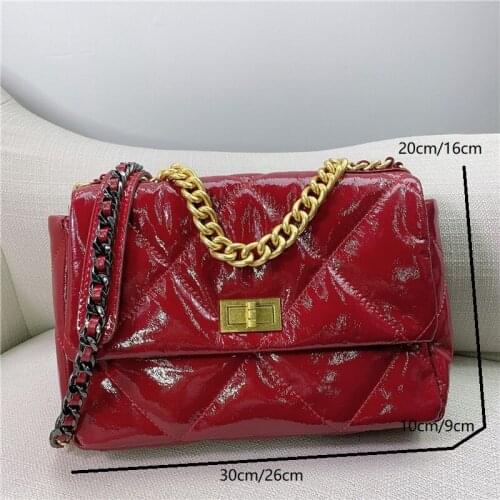 Luxury Handbags Women Bag Vintage Oil Wax Leather Messenger Bag with Cover Women Lady Chain Handbags Diamond Patent Shoulder Bag