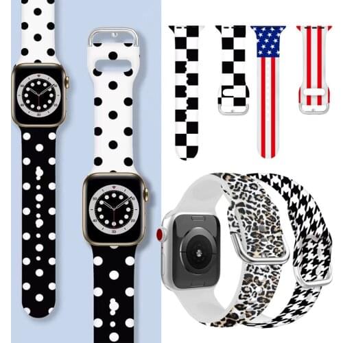 Leopard Printed Silicone Strap for Apple Watch Band 44mm 42mm 40mm 38mm Bracelet Strap for Iwatch Series 6 5 4 3 2 1 SE Loop