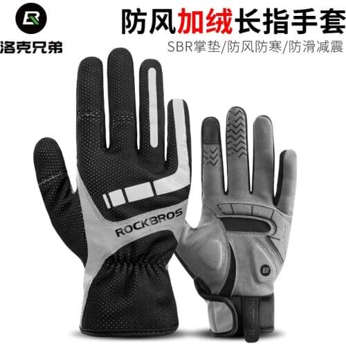 ROCKBROS Cycling Bicycle Gloves Touch Screen Thermal Windproof Bike Gloves Keep Warm Autumn Winter Thick Sport Gloves Equipment
