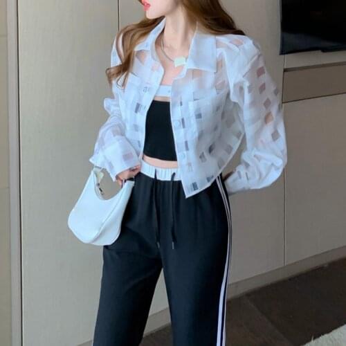 VSUE High Street Causal Hollow Out Patchwork Plaid Turn Down Collar Single Breasted Wide-waisted Short Coat Jacket C3011