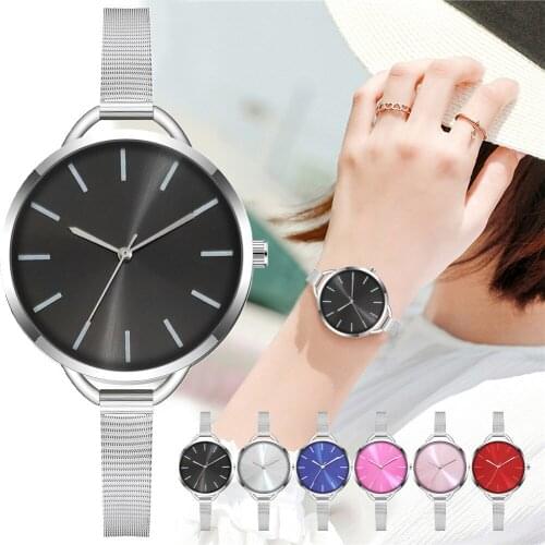 Women Simple Super Thin Silver Mesh Belt Watches Luxury Ladies Quartz Watch for Female Relogio Feminino