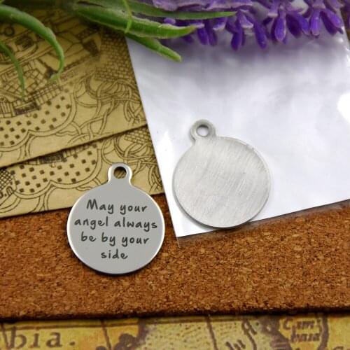 10pcs--stainless steel charmsMay your angel be by your side"5 style for choosing DIY Charms Pendants
