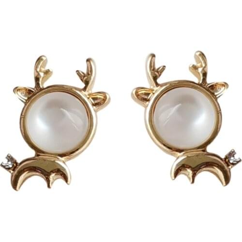 12 pair/lot fashion jewelry accessories gold metal cat eye stone deer earrings