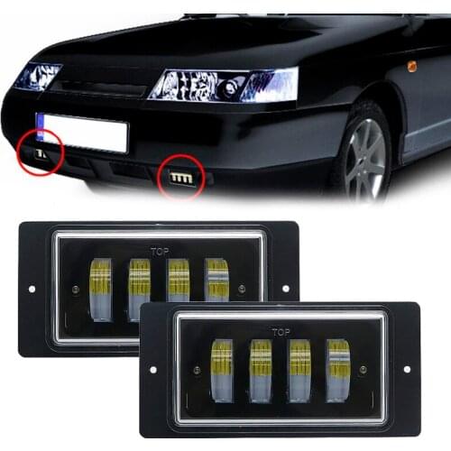 2PCS Cars front fog Lamp Led Fog Lights white amber light fog Passing Light for Lada 2110 -2117 car