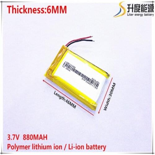 3.7V 880mAh 603046 Lithium Polymer Li-Po li ion Rechargeable Battery cells For Mp3 MP4 MP5 GPS mobile bluetooth