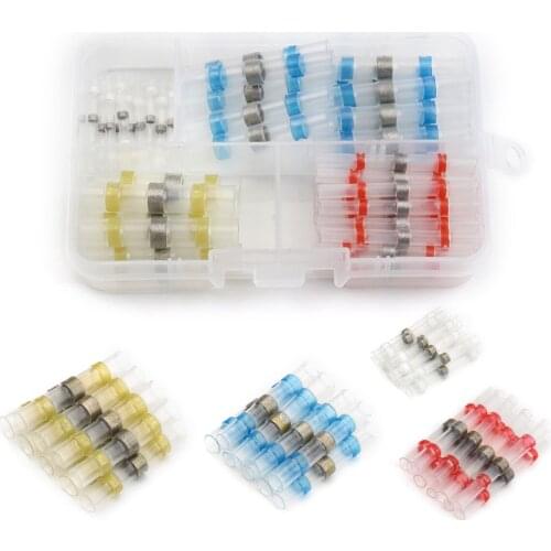 50PCS Electrical Wire Seal Solder Terminals Waterproof Heat Shrink Soldering Sleeve Terminals Insulated Butt Wire Connectors