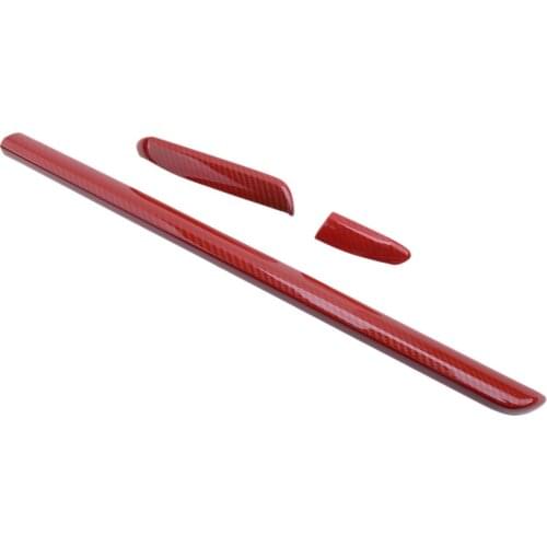 Car ABS Red Carbon Fiber Style Center Console Dashboard Decor Trim Strips Fit For Audi A3 8V S3 2013-2014 2015 2016 2017 LHD