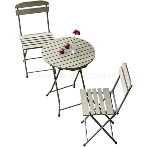Balcony table and chair three-piece Nordic creative garden terrace folding simple leisure outdoor garden table and chairs