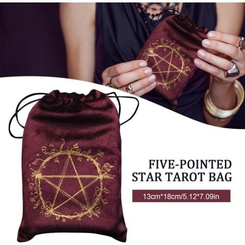 Velvet Moon Phase Tarots Storage Bag Oracle Card Witch Divination Board Game Cards Embroidery Drawstring Package For Altar Tarot