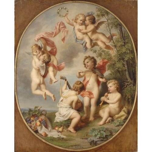 Free shipping classical angels music canvas prints oil painting printed on canvas wall art decoration picture