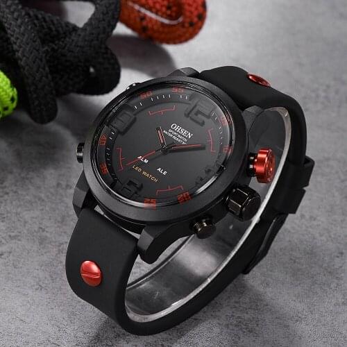 OHSEN Men Watches Fashion LED Digital Analog Quartz Watches Men Sports Watches Silicone Watches relogio masculino reloj hombre