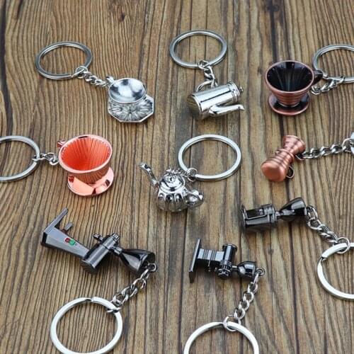 DIY Creative Keyrings Kitchen Tableware Ring Holder Cute Mini Coffee Key Chains Kitchenware Gadget Keychain Jewelry Gift