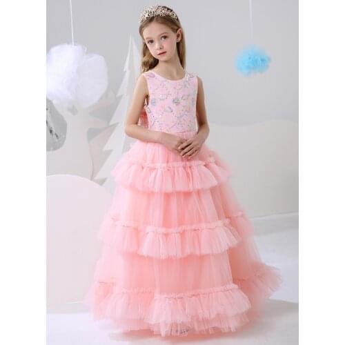 Elegant Flower Girl Dress Tulle Ball Gown Baby Girl Birthday Party Dress Kid Pageant Gown Photo Shoot Kids Evening cake dress