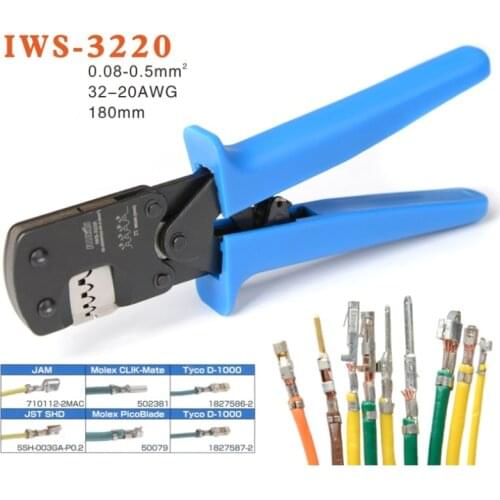 IWS-3220M Crimping Tools for Narrow-pitch Connector Pins 0.08-0.5mm² AWG32-20 Terminal Connector Crimper Plier