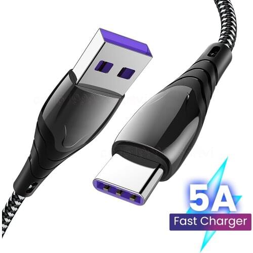 5A USB QC3.0 Type C Cable For Xiaomi Poco x3 USB C Cable For Redmi note 10 pro Fast Charging Data Phone Charge For Huawei P40