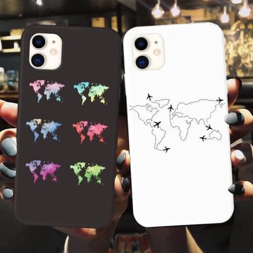 Travel Airplane World Map phone case For iPhone 12 X XR XS MAX 8 7 6S Plus Silicone Soft Back Cover For iPhone 11 Pro Max SE2020