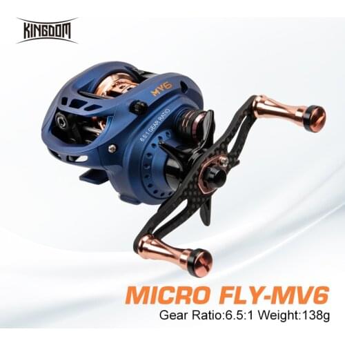 Kingdom Micro-fly Baitcasting Reel 138g Ultralight 5KG Drag Force 6+1 BB Aluminum Alloy Reels Right Left Handle Fishing Reels