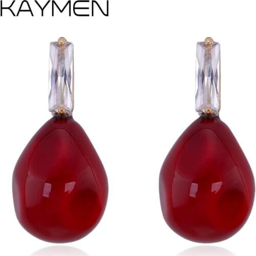 KAYMEN New Fashion Women Imitation Pearl Earrings Gold Color Water Drop Design Zircon Stud Earrings Boucle D'oreille