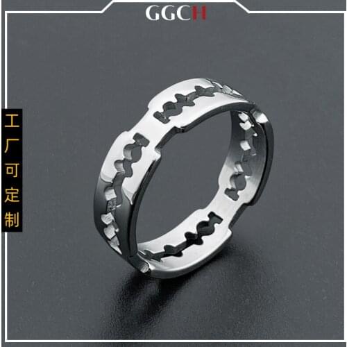 Titanium Steel Ring Hollow Blade Ring Popular Personality Trend Fashion Men Women Couples Stainless Steel Ring Jewelry Gift