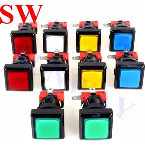 10pcs /set Factory price 33mm square game machine push button arcade LED momentary push button illuminated push button