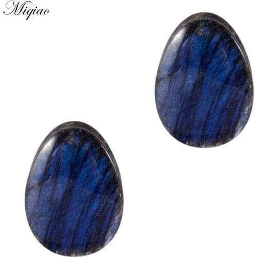 Miqiao 2pcs Fashion Simple Drop-shaped Stone Ear Amplifying Body Piercing Jewelry