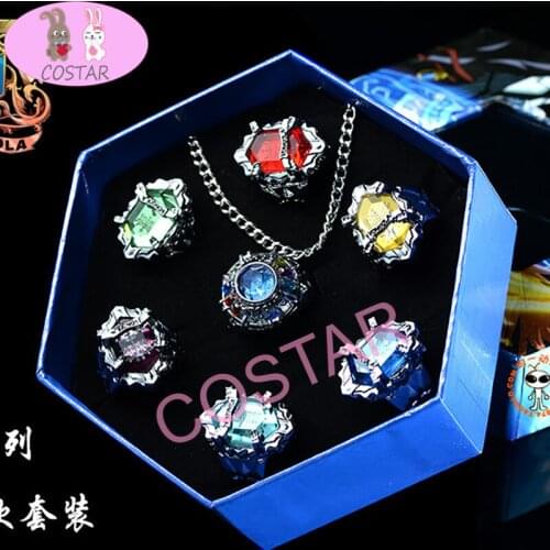 COSTAR 7pcs/Set Fashion Jewelry Ring Katekyo Hitman Reborn Sawada Tsunayoshi Anime Cosplay Rings Vongola Rings Unisex Kids Gift