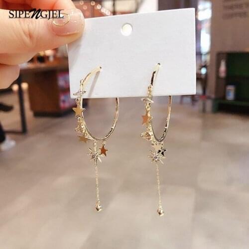 Fashion Cubic Zirconia Star Earrings Luxury Chrm Round Tassel Earrings For Women girls Fashion Jewelry 2020