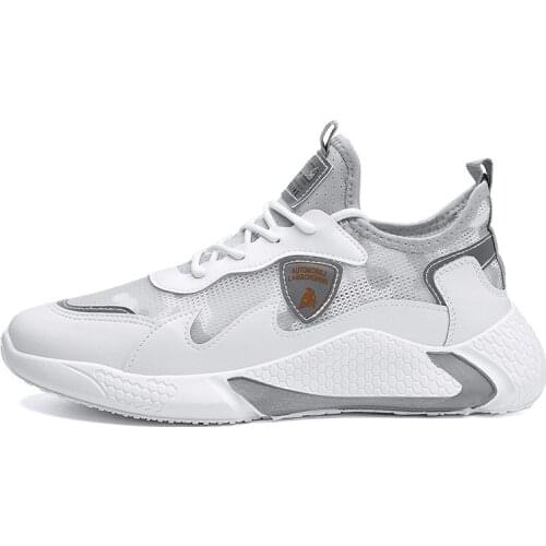 2021 Mens Sneakers Casual Mesh Breathable Fashion Homme Light Thick Bottom Big Size 39-44 White Man Shoes