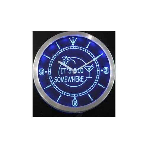 Nc0268 ITS 5:00 SOMEWHERE MARGARITA Neon Light Signs LED Wall Clock