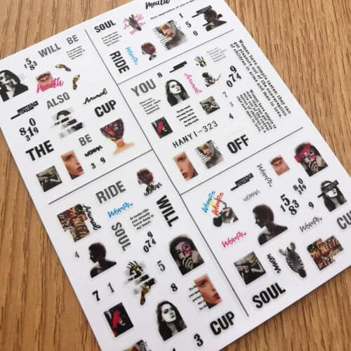 Newest Hanyi-323 324 3d nail sticker back glue nail decals Japan type DIY decoration tools for nail design