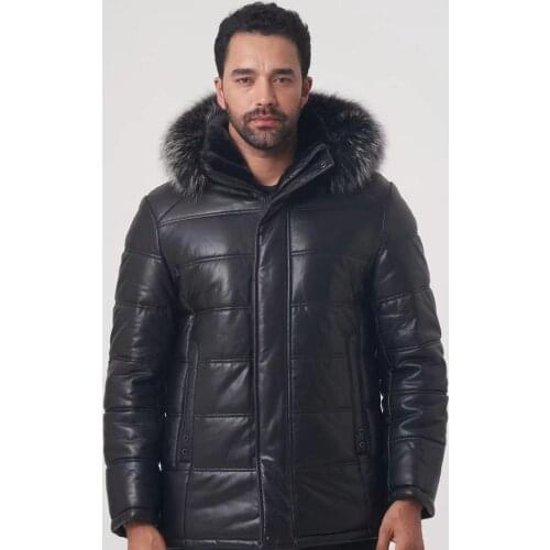 2021 new mens winter coat with Silver Fox fur collar high-quality mens formal brand apparel OGMANDO2028