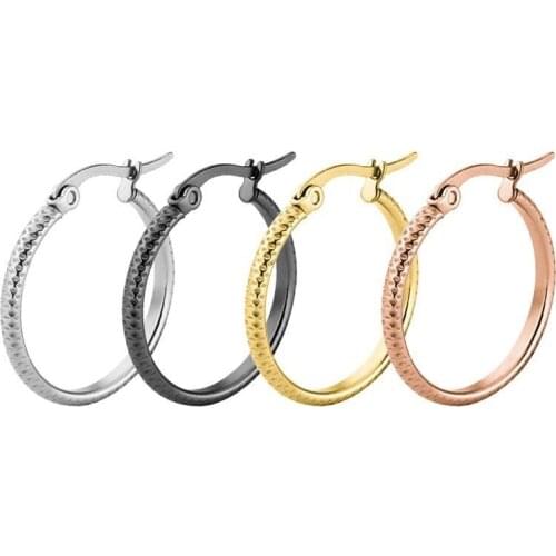 Wholesale Jewelry --Titanium steel Circle Hoop Earrings For Women FASHION no fade 4 Gold Color 4 Size Choice
