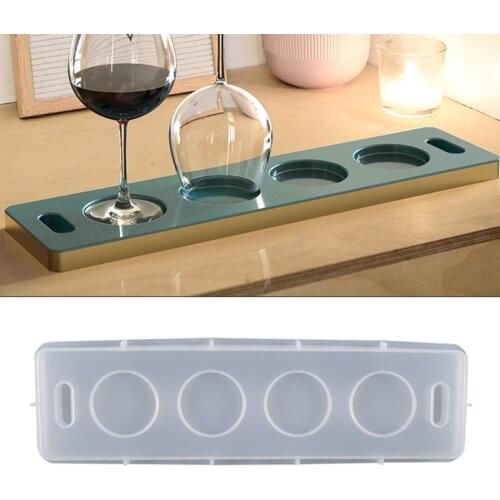 Tray Cup Pad Epoxy Resin Mold Wine Glass Holder Coaster Silicone Mould DIY Crafts Home Decorations Casting Tool