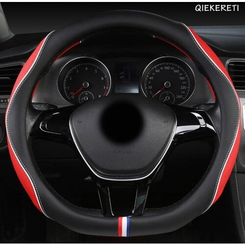 QIEKERETI Leather Car Steering Wheel Cover For Hondas Civics CRV BRV Fit Jazz Accords City Freed Mobilio Stream