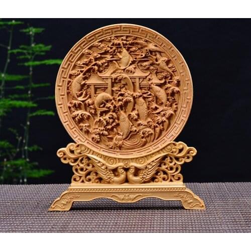 Wood carving fish wood crafts gift Home desktop decoration office ornaments (A1035)