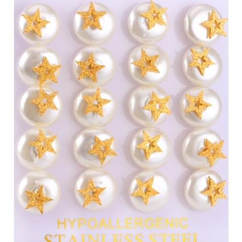 LUXUKISSKIDS 10Pairs/Lot Brinco Christmas Stud Earrings Stainless Steel Fake Pearl Earings For Women Fashion Jewelry pendientes