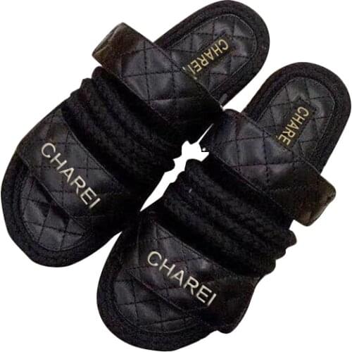 CHAREI Italian counter flat bottom slippers full of personality 2020 summer new the same womens shoes for big high quality