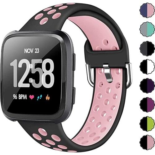 Sport Bands for Fitbit Versa/Versa 2 / Versa Lite Soft Silicone Waterproof Breathable Sport Watch Strap Replacement Wristband