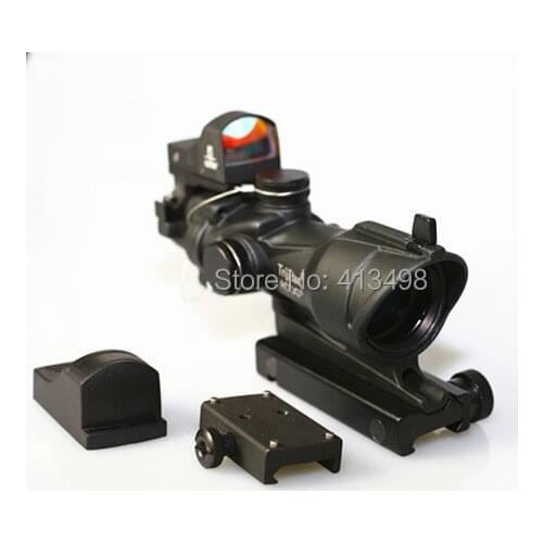 Freeshipping Lens Tactical Airsoft Acog Style Nsn-doc 4x32 Rifle Scope W/ Reflex Dot Sight R3244