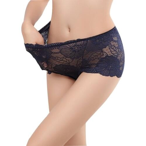 Ropa interior femenina sexy Lingerie Briefs Women Underwears plus size 5XL Lace Flower Transparent hollow Womens Panties