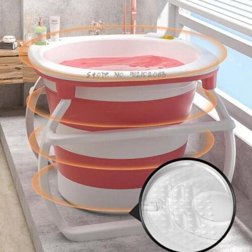 Adult Bath Bucket Adult Foldable Bath Bucket Bathtub Heightening Childrens Bath Basin Full Body Round Bath Bucket Household