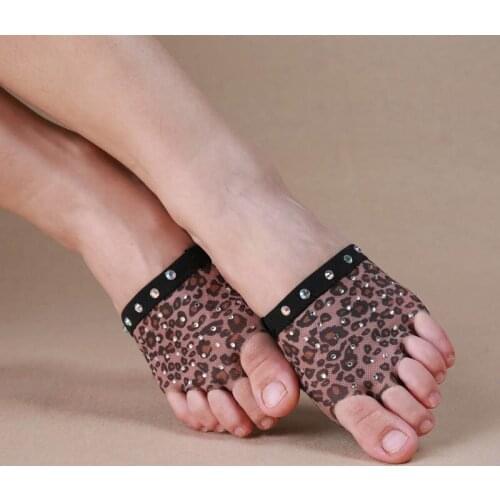 1 Pair Ladies Sexy Neopard Ballet Shoes Belly Dance Foot Thongs Undies Toe Thongs Size: 34-41 Black Beige Free Shipping