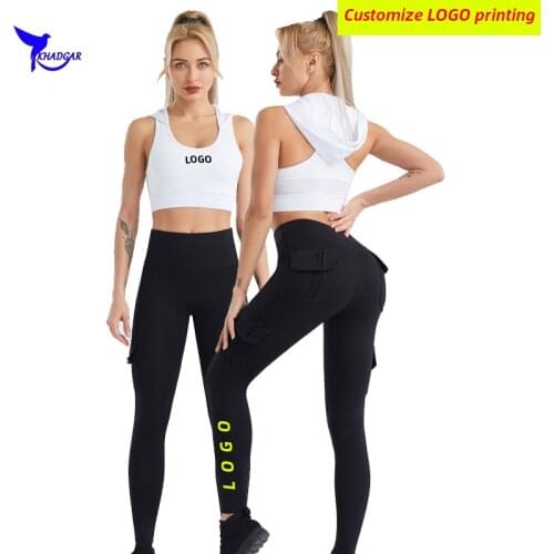 Custom LOGO Women Hooded Sports Bra 2 Pcs Sports Suit Quick Dry Elastic Gym Crop Top+Pants Yoga Running Set Fitness Tracksuit