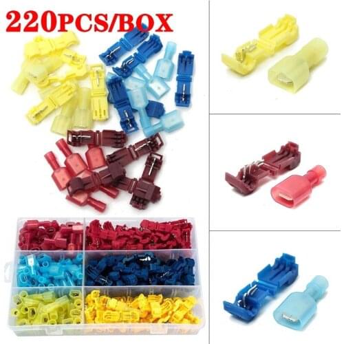 220/120pcs T Tap Type Electrical Connector Crimp Terminals Fast Wire Terminal Connectors Splice Insulated Male Female Terminals