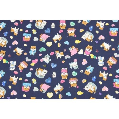 Cotton-110cm Width Cartoon Dog Printed Cotton Fabric For Boy/Girl Cloth Hometextile Cushion Cover DIY Sewing