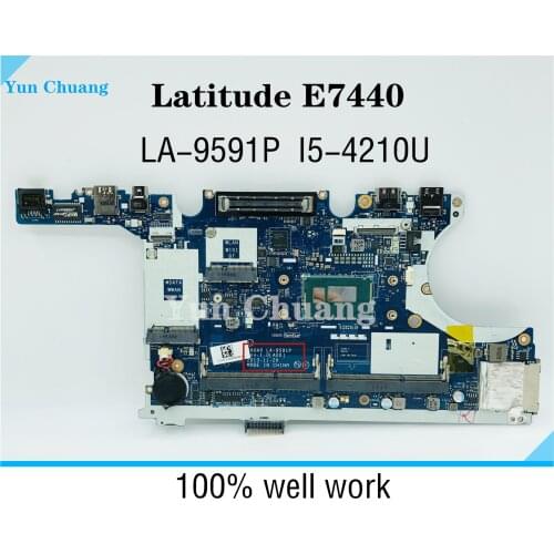 For DELL Latitude E7440 Notebook Mainboard LA-9591P Laptop motherboard i5-4210U CPU DDR3L 100% well work