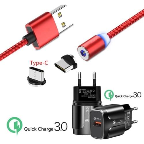 Magnetic USB QC 3.0 Fast Charger ZTE Axon 7 Nubia Z17 Mini S Type C Magnet Charge Wire For Meizu 16 16Xs Samsung S8 M40 A30 A50