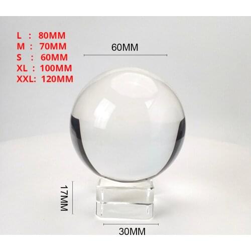Clear 60mm/70mm/80mm/100mm/120mm Crystal Ball with Free Stand K9 Crystal Glass Ball for Photography Prop