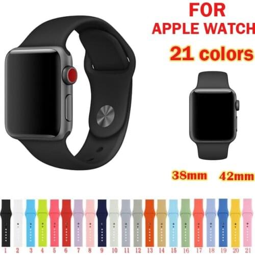 2pcs/Lot Solid Color Silicone for Apple watch Strap 3/2 Series Replaceable Bracelet Strap for Apple Watch bands 42mm 38mm